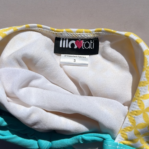 Lilo Tati Girls Sporty Binded One-Piece Yellow/Basket Size 3 - Picture 5 of 8